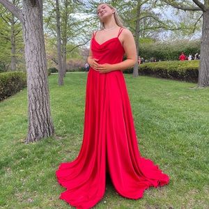 Long red prom dress